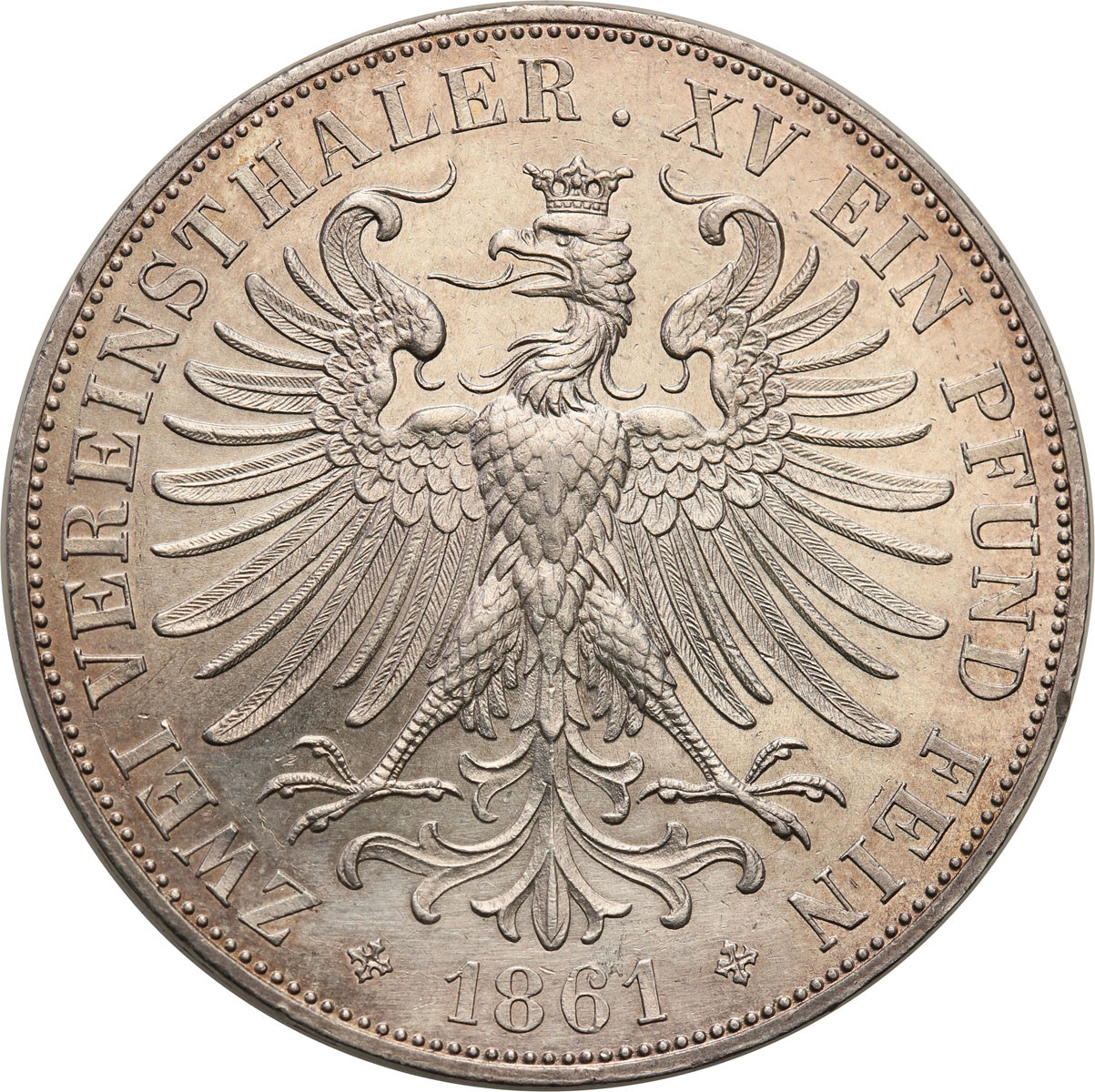 Niemcy, Frankfurt. Dwutalar (2 talary) 1861, Frankfurt - PIĘKNY